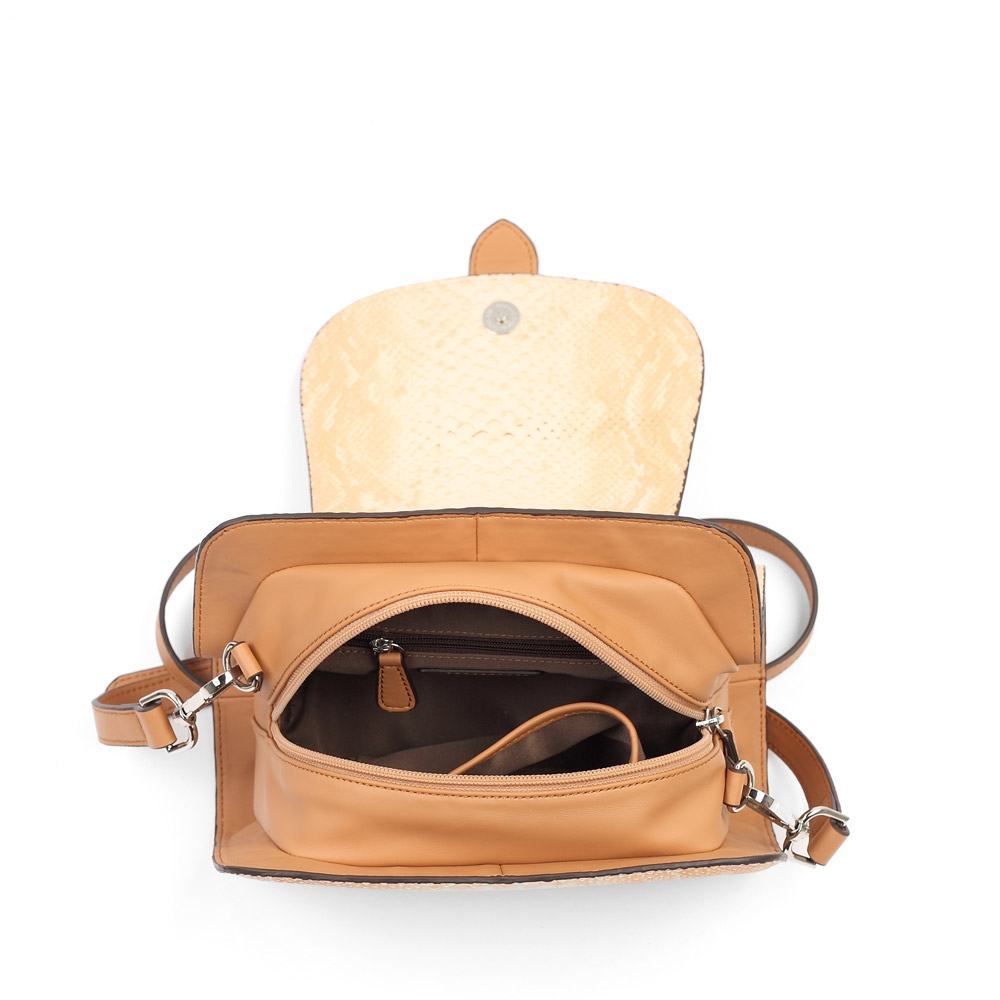 basto/百思图夏季杏色烫金压花pu配深杏打蜡pu革手袋x1001bx2