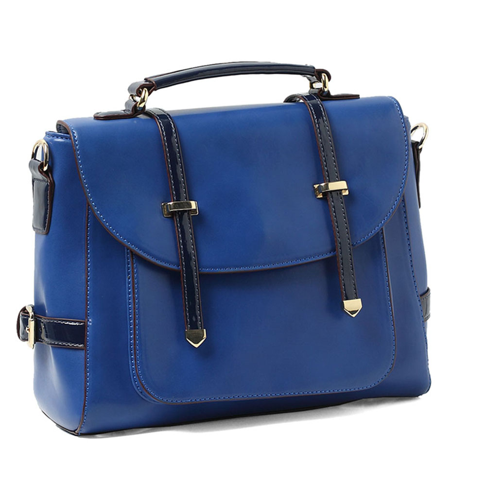 basto/百思图秋季兰色人造革/深兰漆人造革背提包x0351cx3