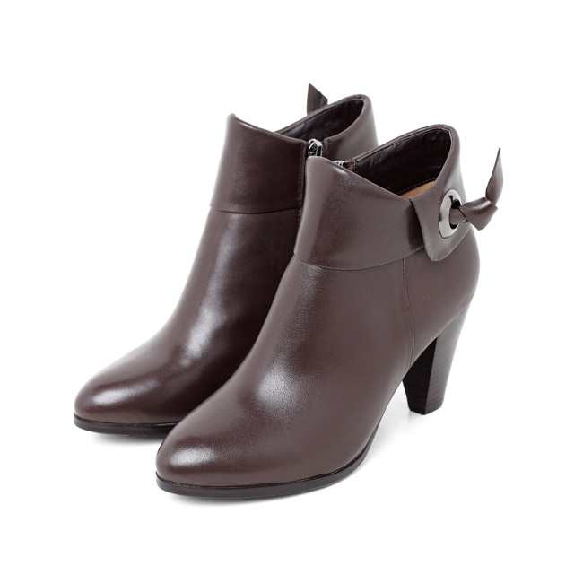 belle/百丽冬季啡色羊皮女靴d1405dd9