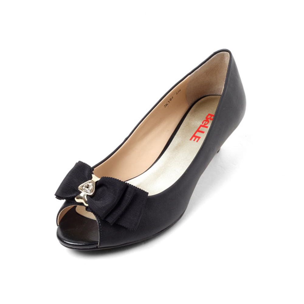 belle/百丽夏季黑绵羊女鞋3ky13d