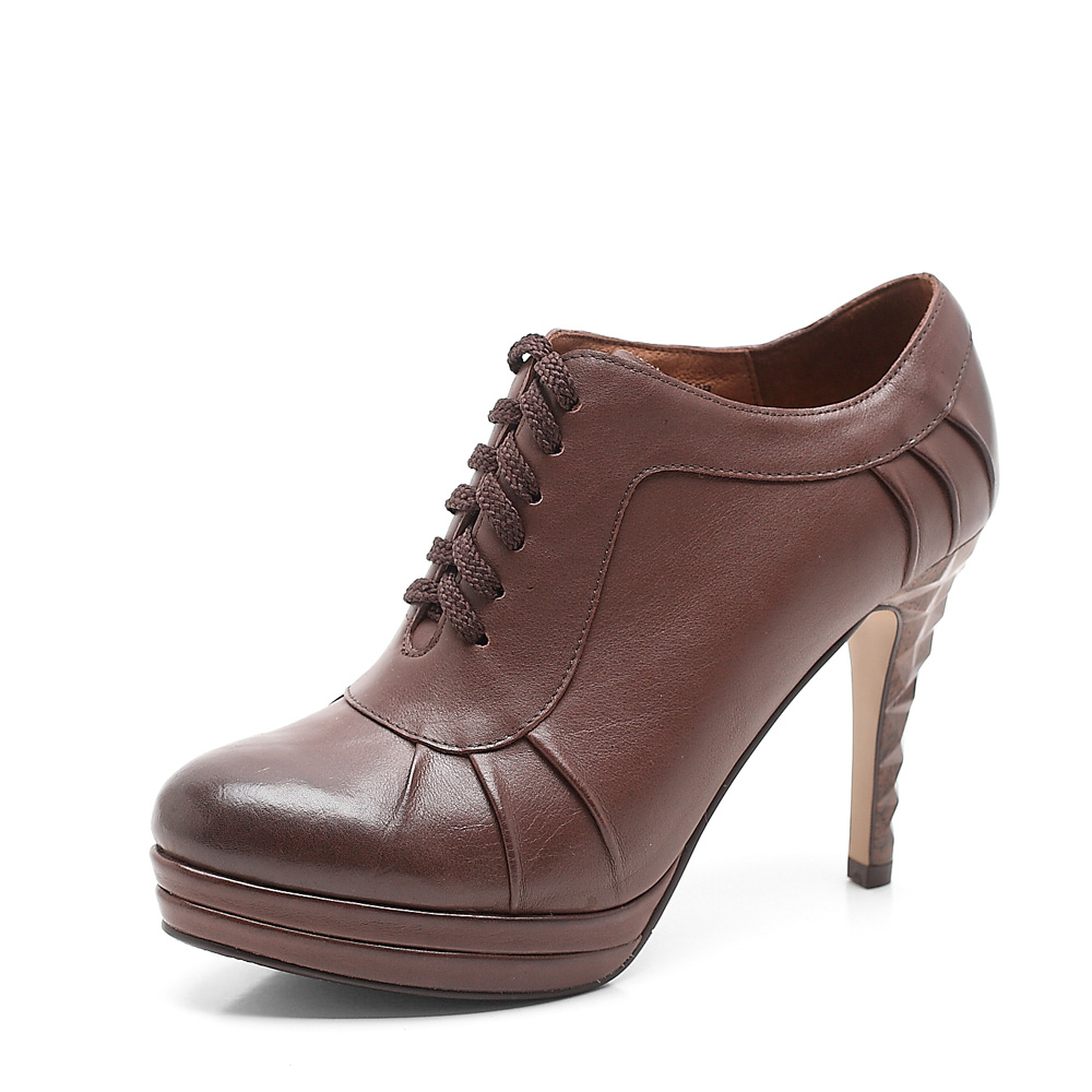 belle/百丽 及踝靴秋季啡色小牛皮女鞋3pq27cm1