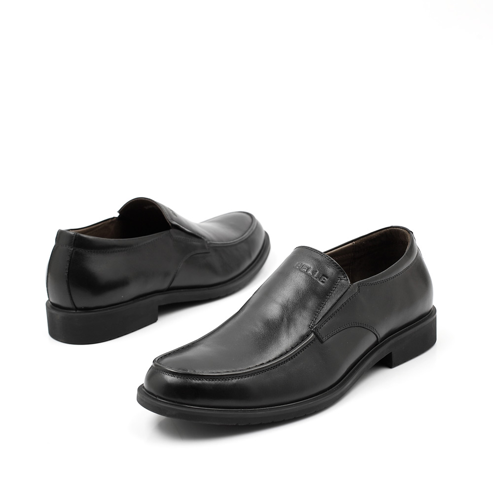 belle/百丽春季黑色胎小牛皮男单鞋b3201am2