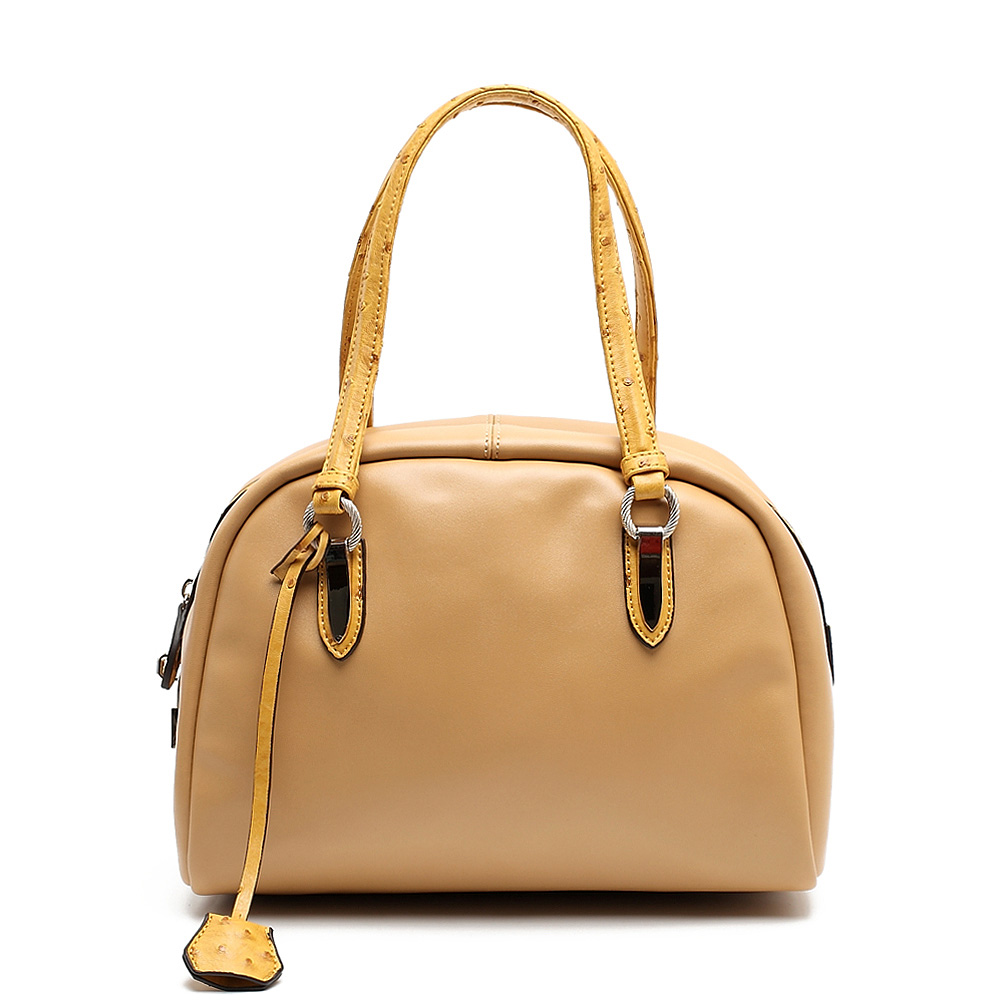 belle/百丽春季杏色法式复古淑女包fl819ax3