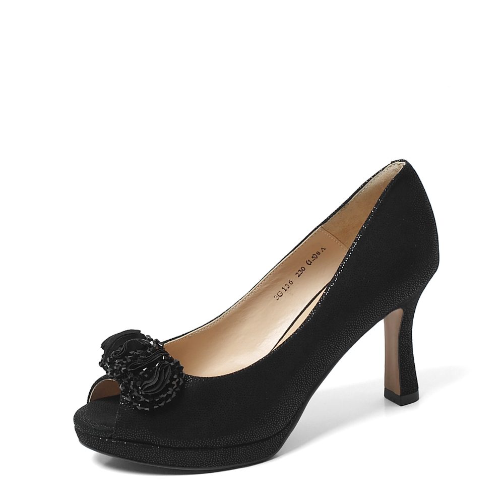 belle/百丽春季黑色贴膜羊皮女单鞋3g136au3