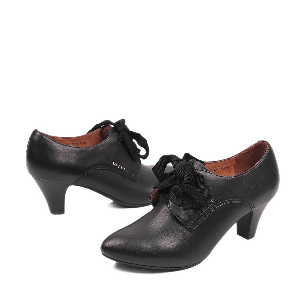 belle/百丽春季黑小牛皮女皮鞋3tz23am3