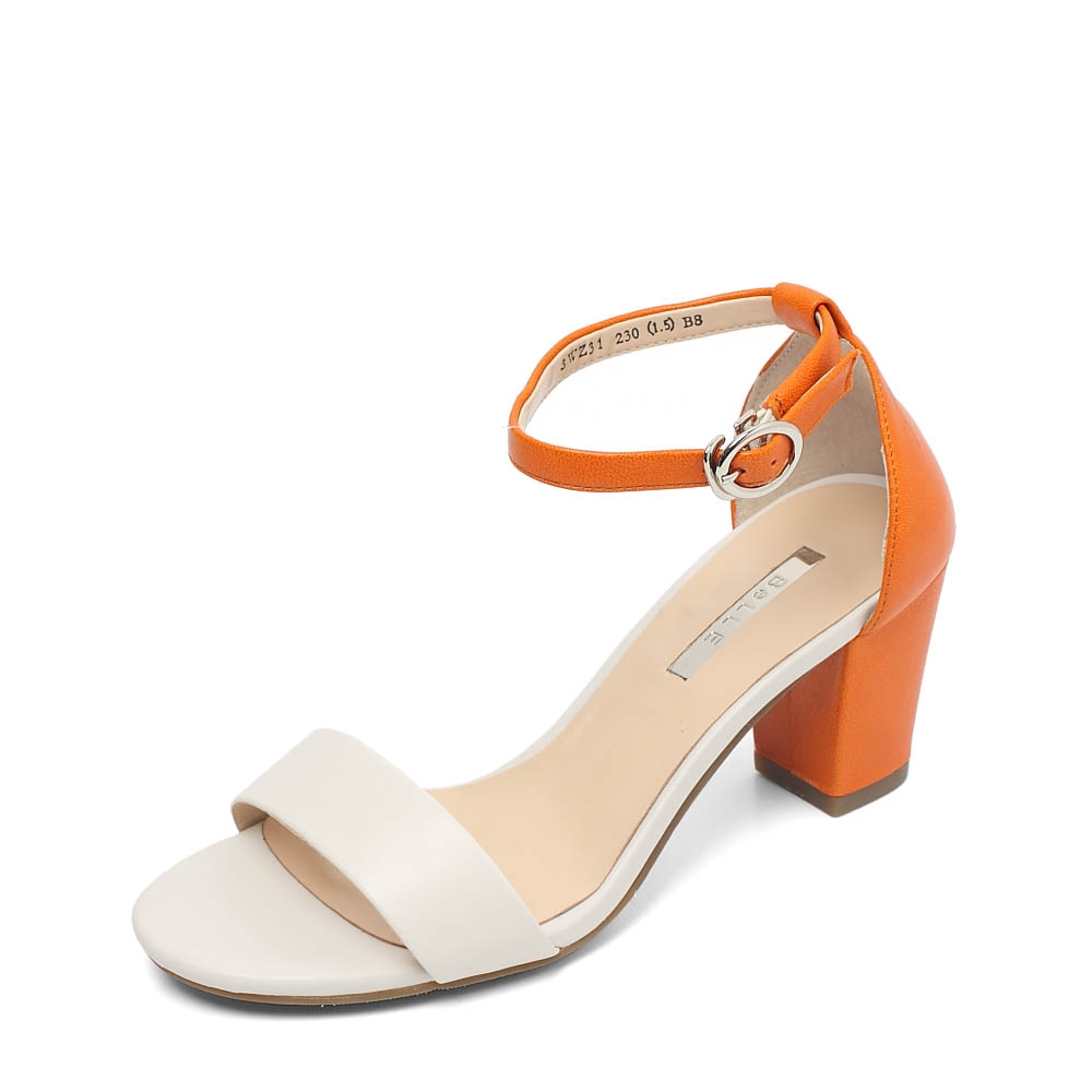 belle/百丽夏季白胎牛皮/桔油蜡羊皮女凉鞋3wz31bl3