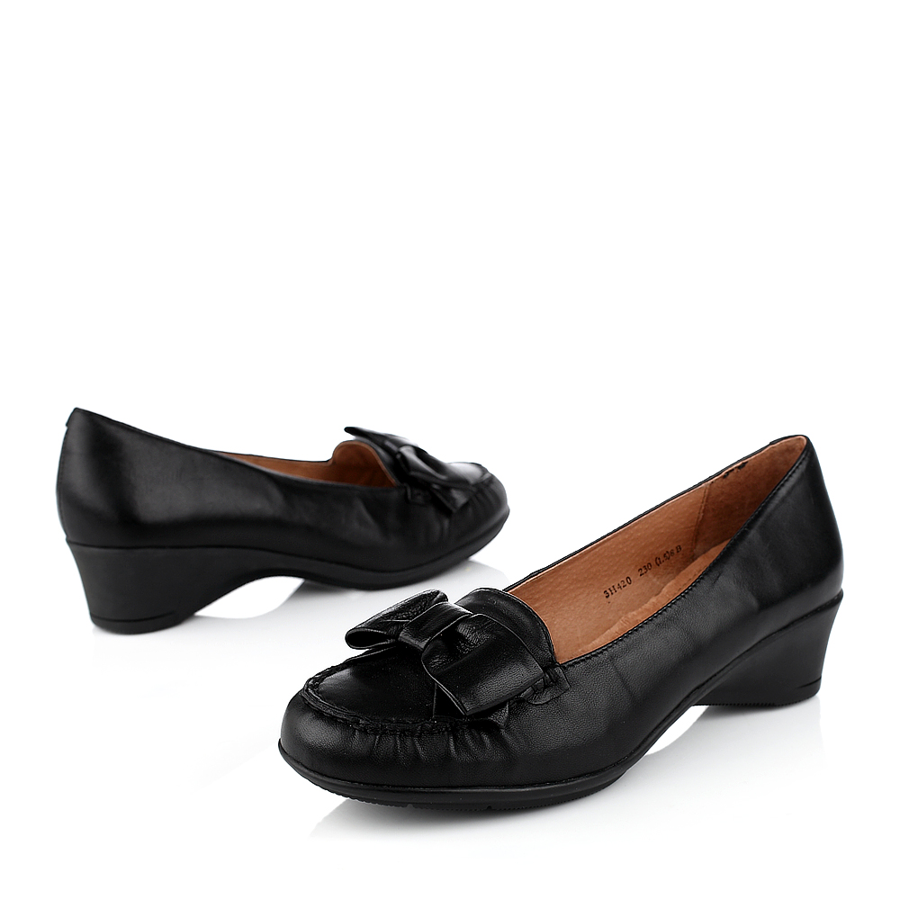 belle/百丽黑绵羊皮女单鞋3h420am3