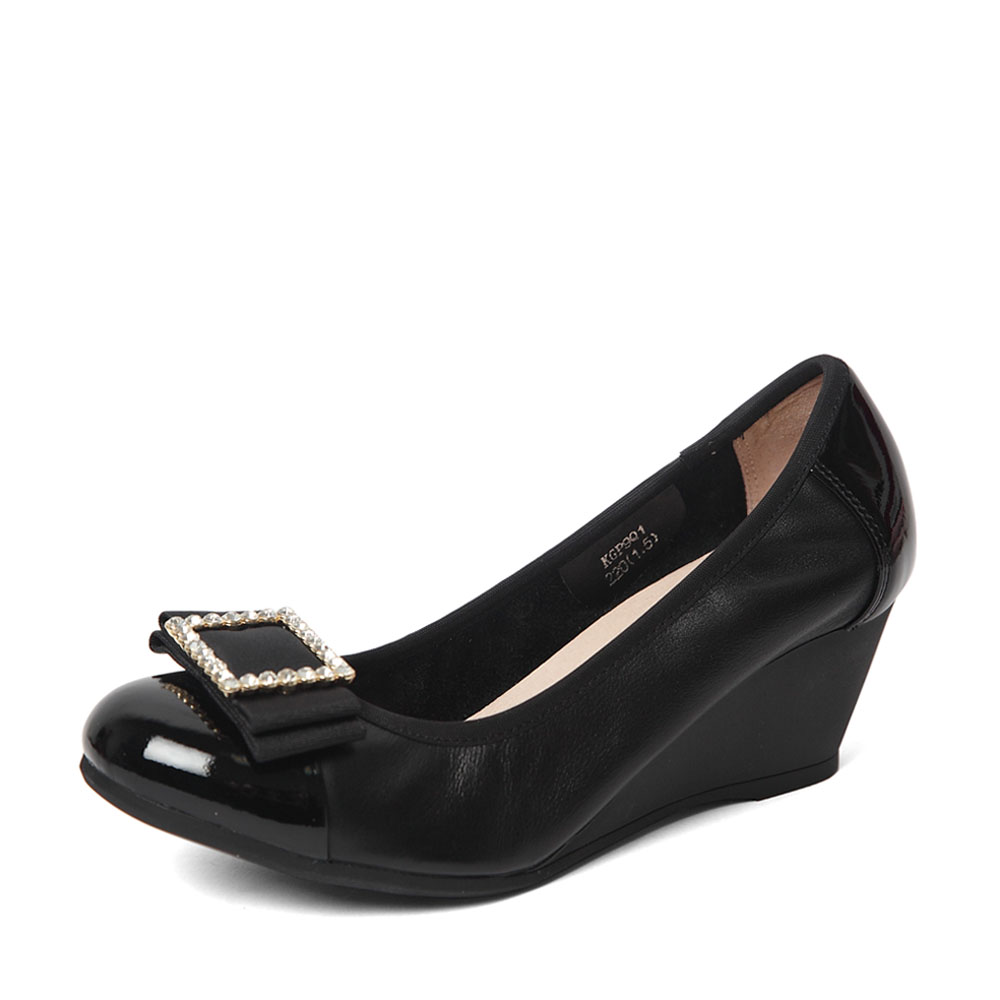 belle/百丽春季专柜同款黑色牛皮女皮鞋p9q1daq6