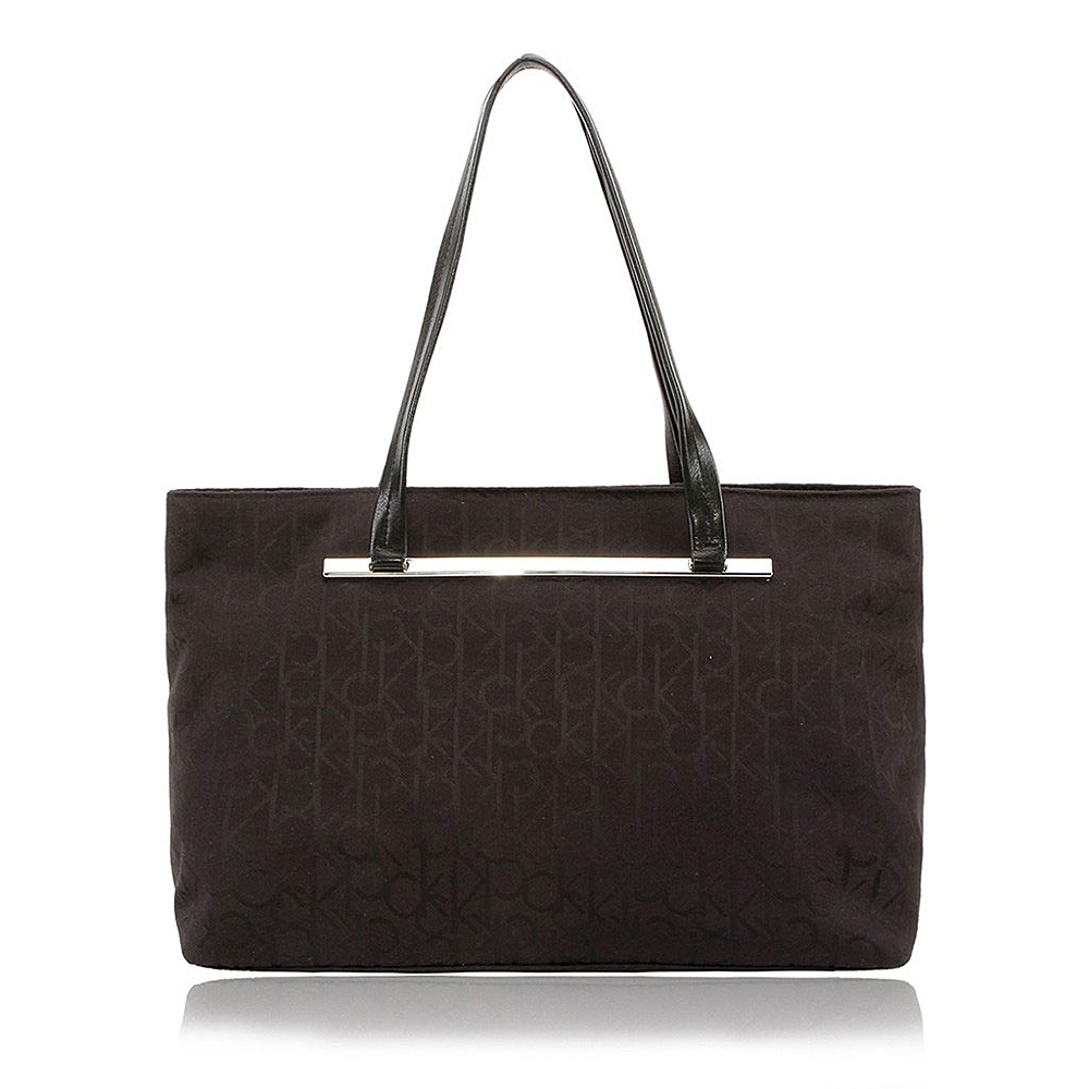 calvin klein卡尔文·克莱恩ck黑色混合材质经典logo提花包身女士手提