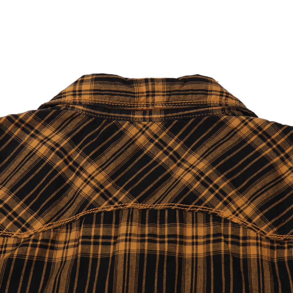 cat/卡特 专柜同款 男装黄黑格子短袖衬衣y-shs-046-903