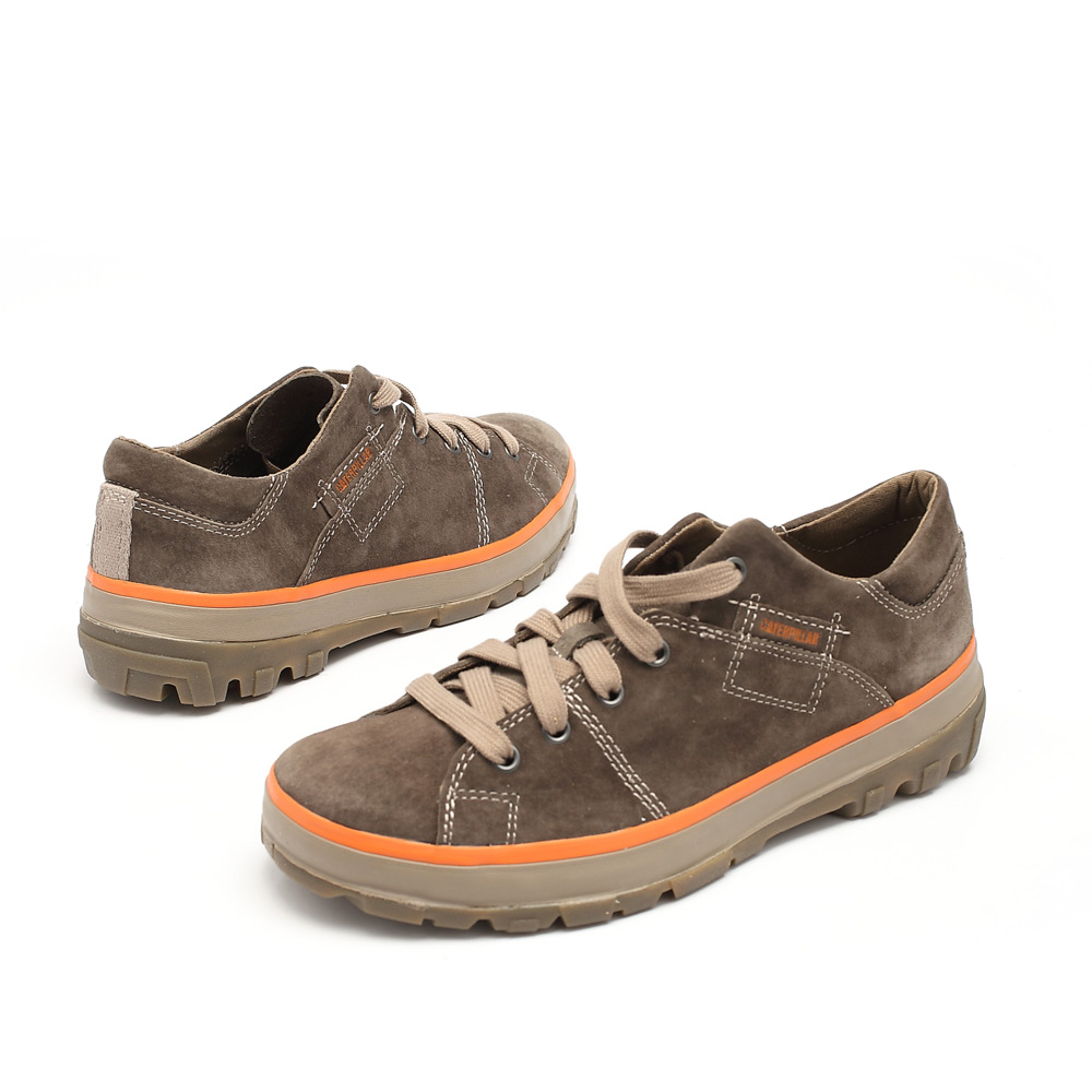 cat/卡特春夏棕灰色猪皮男休闲鞋p713749