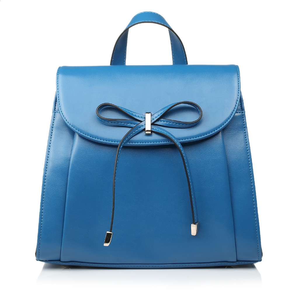 innet/茵奈儿秋季蓝色仿羊皮pu革配蝴蝶结装饰包包incc612cx3