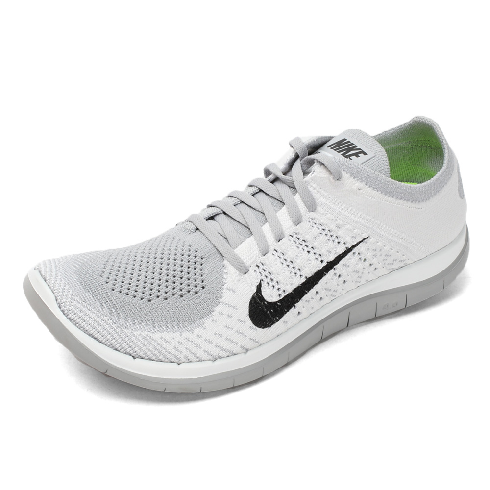 【耐克631053白/黑/白金色/狼灰】nike耐克 男子nike free flyknit 4.