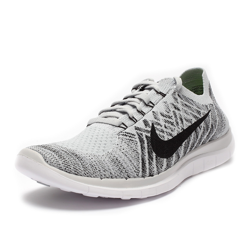 【耐克717075白金色/黑/白】nike耐克 新款男子nike free 4.0 flyknit
