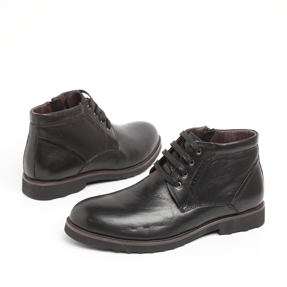 senda/森达冬季黑色牛皮保暖男士棉靴80-12dd1