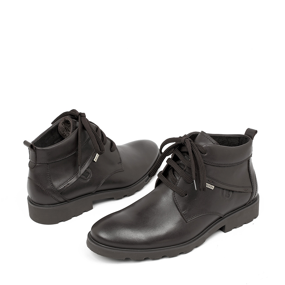 senda/森达冬季新款防滑耐磨棕色牛皮保暖男士棉靴2md68dd2