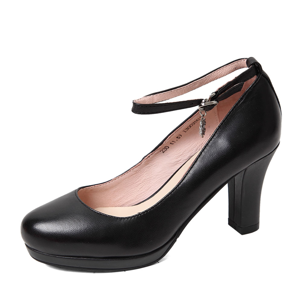 senda/森达秋季黑色蜡羊皮女皮鞋i3o02cq4