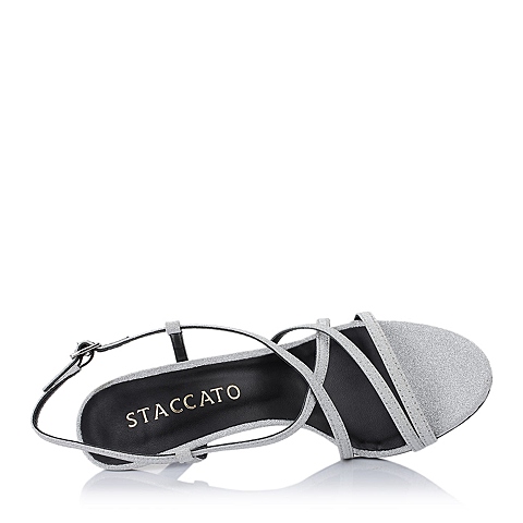 staccato/思加图夏季专柜同款女士银色亮片胶片女凉鞋9lp15bl4