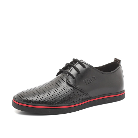 tata/他她夏季黑色牛皮男鞋e6651bk1