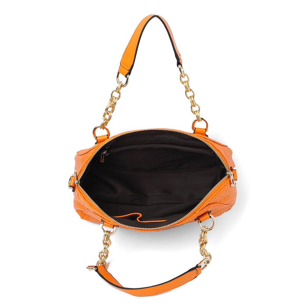 tata/他她 橙色石头纹pu手提/斜挎两用包61385cx2