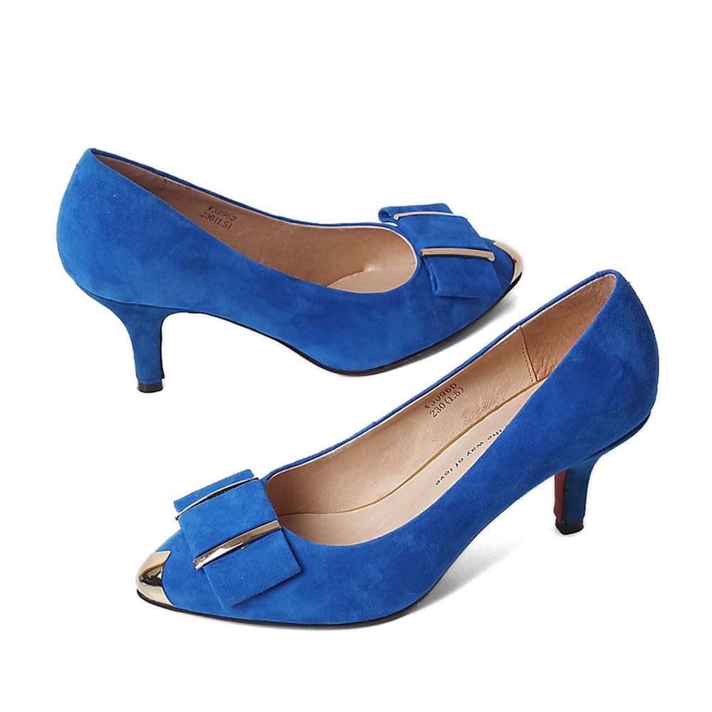 tata/他她秋季蓝色绒面羊皮女皮鞋2w309cq4