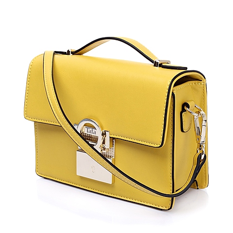 tata/他她2015年夏季黄色人造革女包时尚休闲斜跨手提包包0888abx5