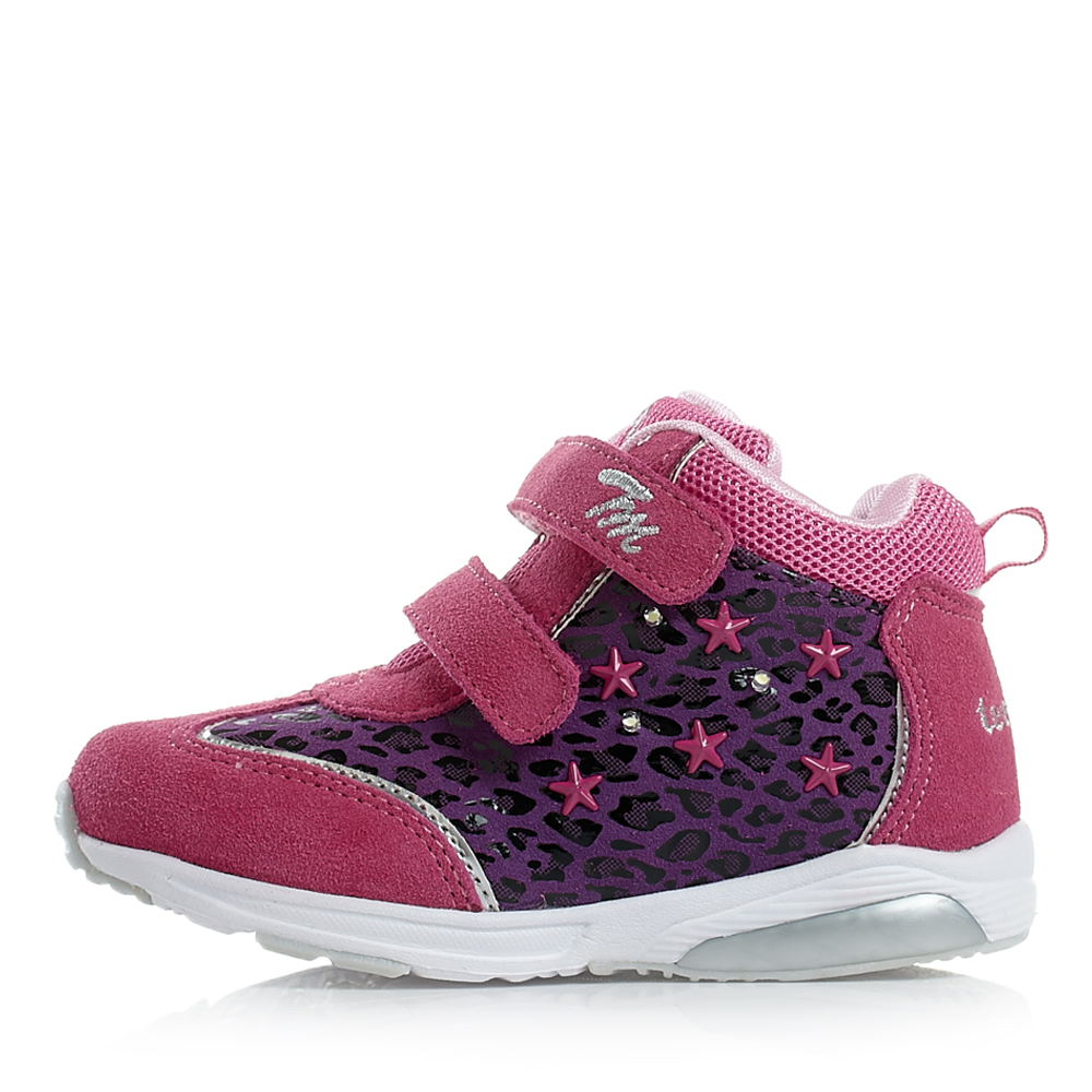 teenmix/天美意童鞋春秋季反毛皮桃红女小童皮鞋满帮鞋灯鞋92696