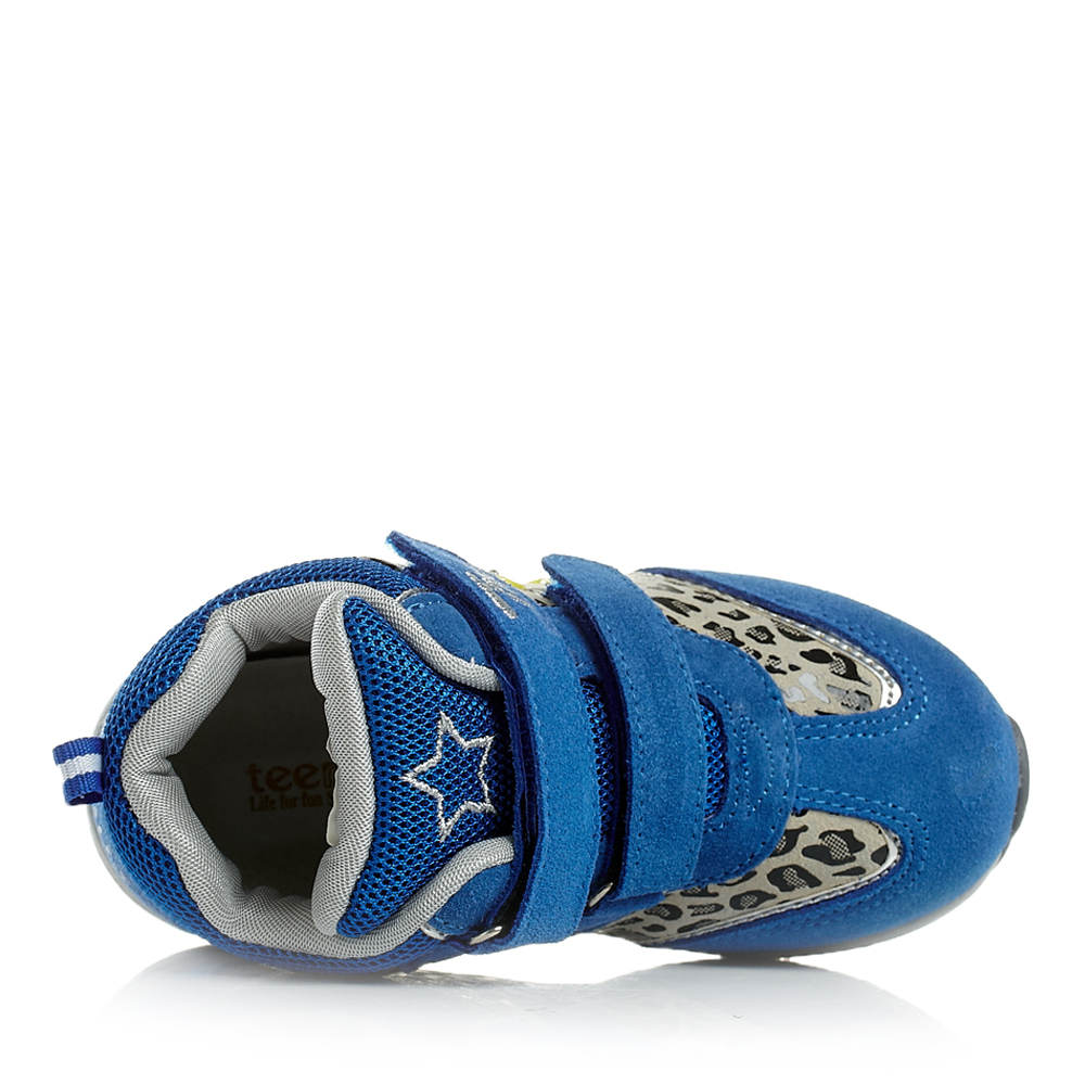 teenmix/天美意童鞋春秋季反毛皮蓝色女小童皮鞋满帮鞋灯鞋92696