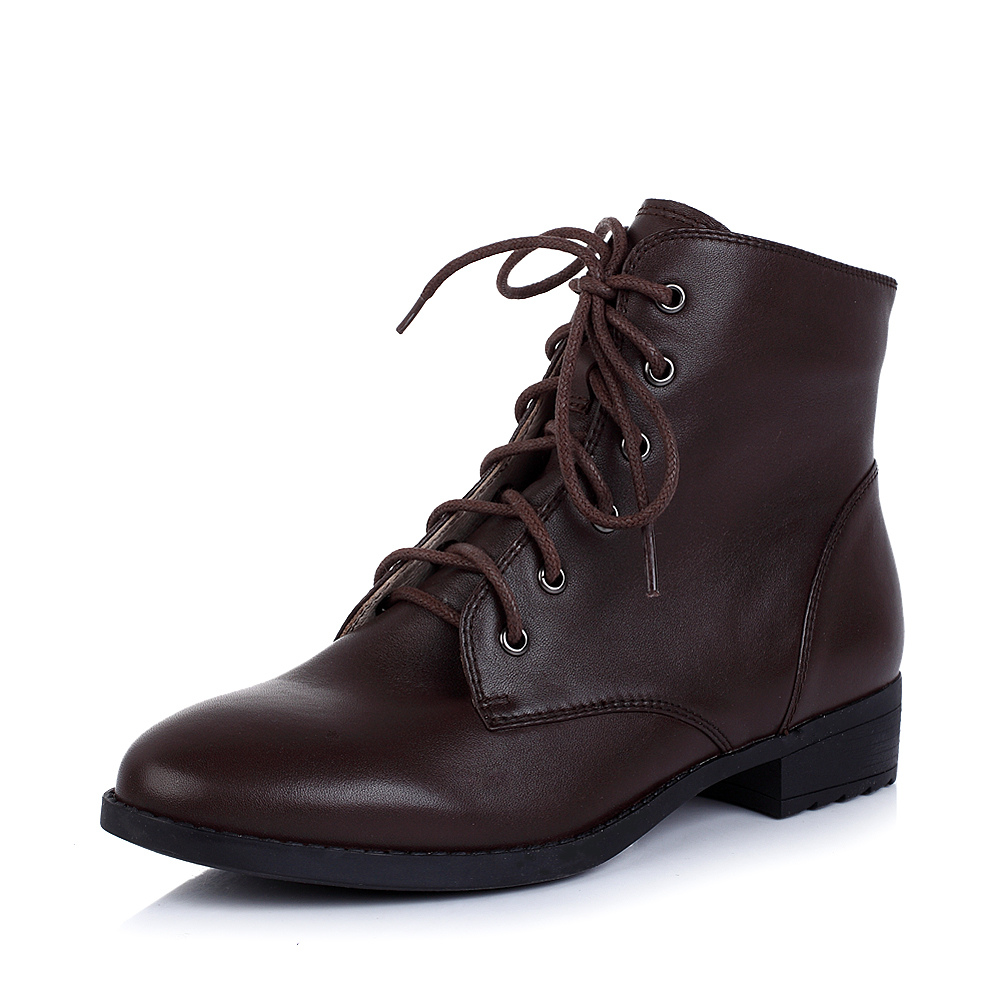 teenmix/天美意啡色软牛皮女皮靴6nj43dd4女靴冬季