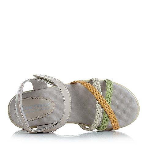 teenmix/天美意童鞋专柜同款夏季杏色头层皮女小童凉鞋时尚凉鞋92657